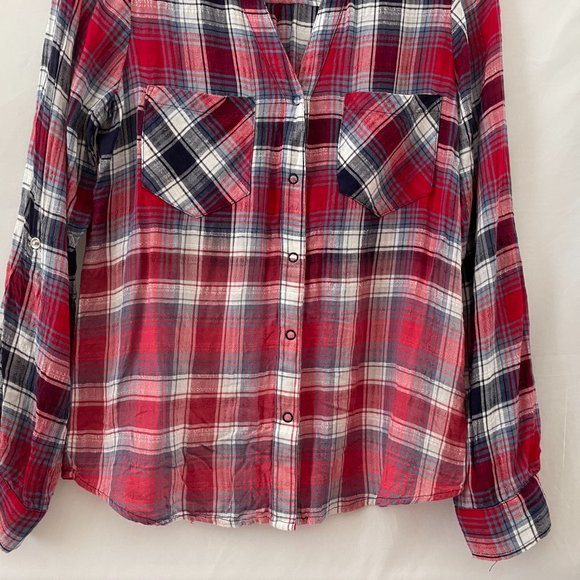 Skies Are Blue Womens Multicolor Flannel Plaid Pockets Button-Up Shirt Size S - Picture 3 of 8